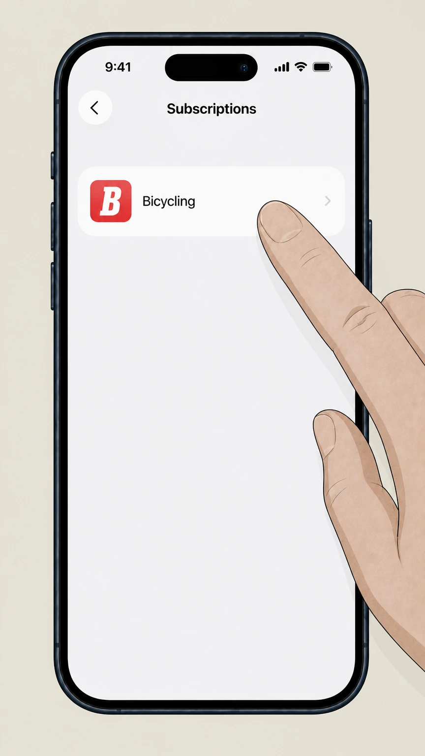 Bicycling Cancel a Bicycling subscription billed through Apple cancellation: Select the Bicycling subscription