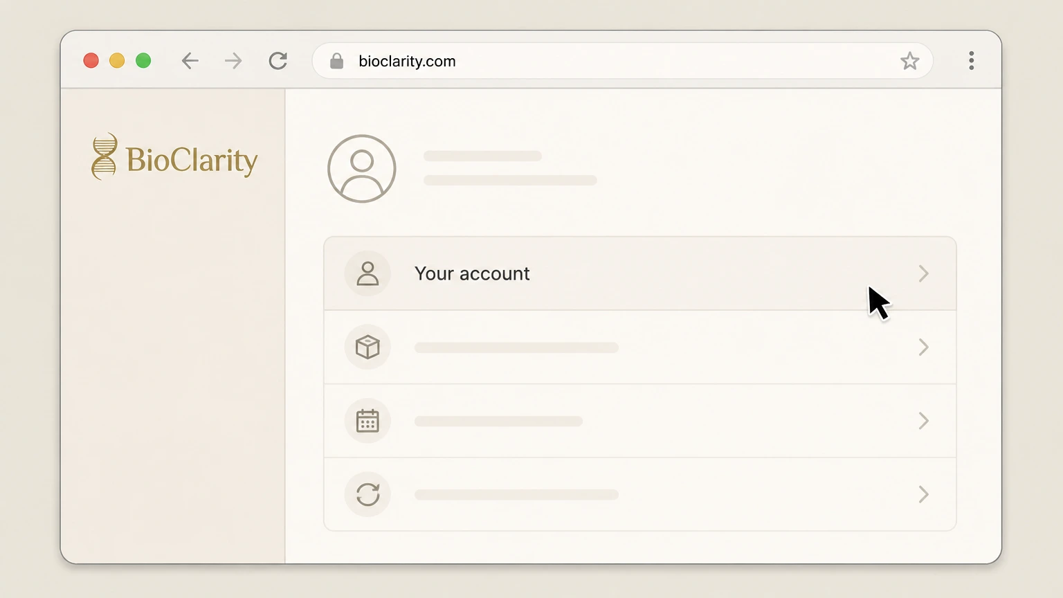 BioClarity BioClarity.com account: Open your account management area