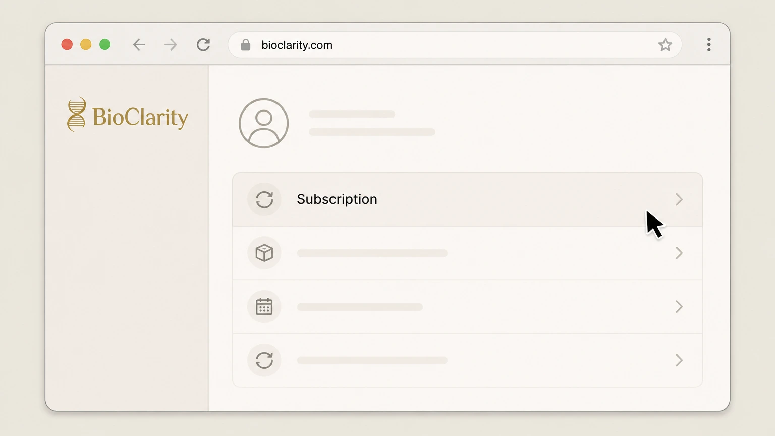 BioClarity BioClarity.com account: Select the auto-ship subscription to manage