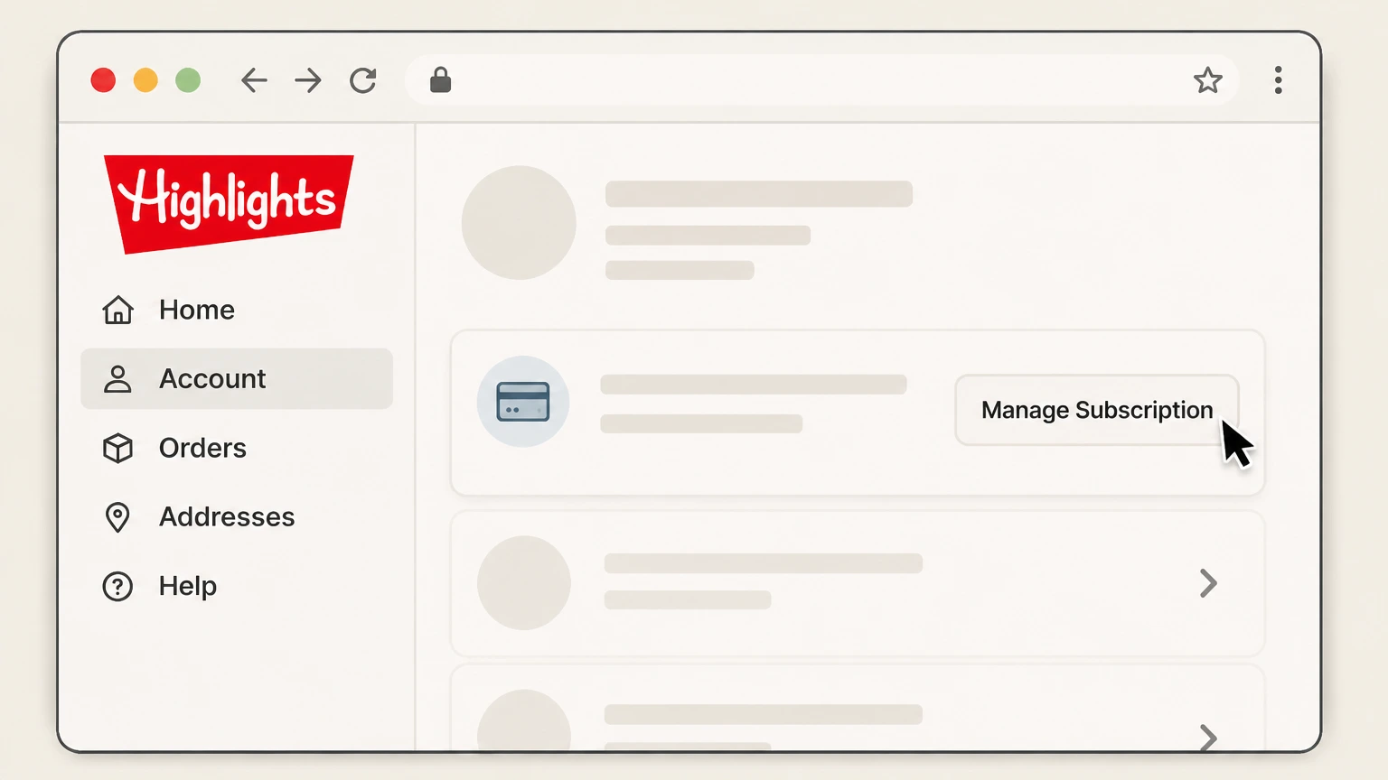 Bitsbox Bitsbox website (Grownup account) cancellation: Select the active Bitsbox subscription
