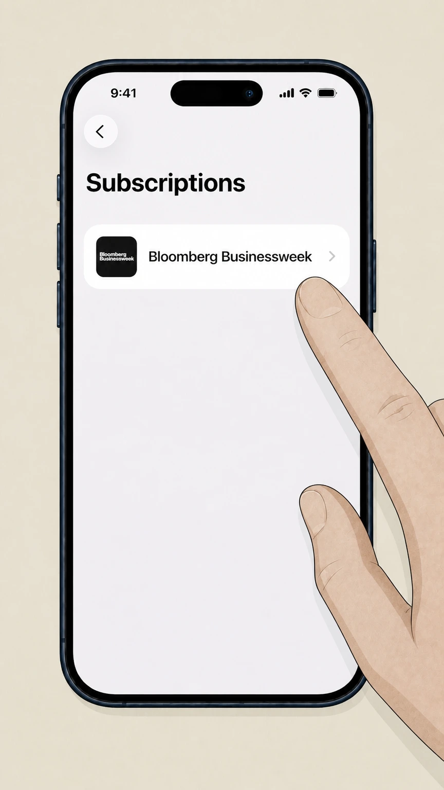 Bloomberg Businessweek Cancel an Apple‑billed Bloomberg or Businessweek subscription on iPhone cancellation: Select Bloomberg Businessweek