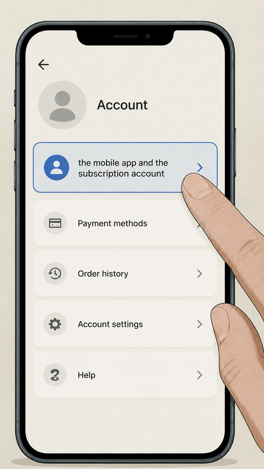 Blue Apron mobile-app cancellation: Open the mobile app and the subscription account
