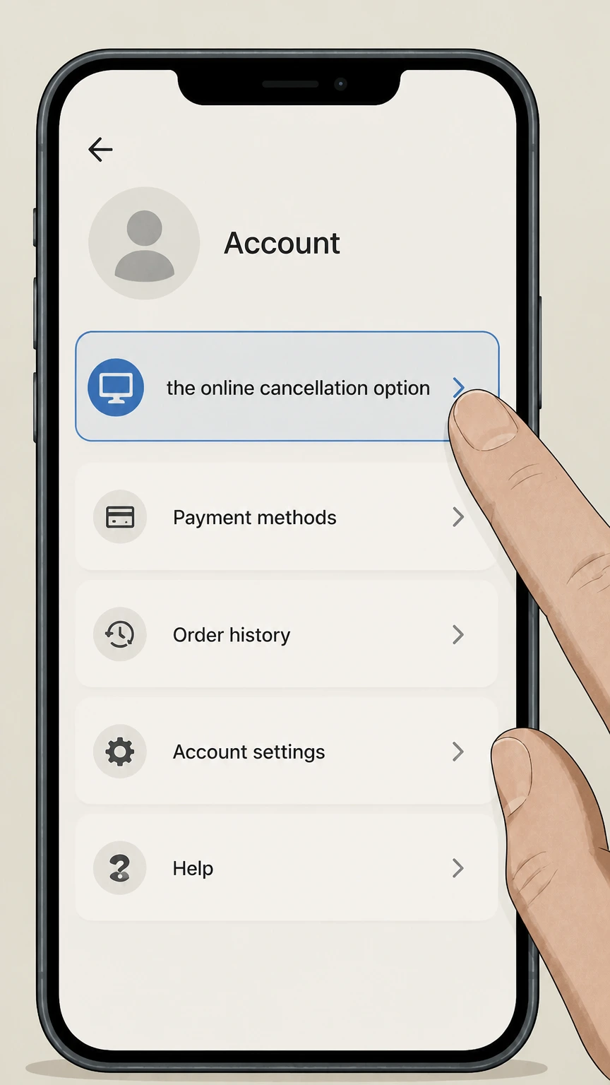 Blue Apron mobile-app cancellation: Choose the online cancellation option