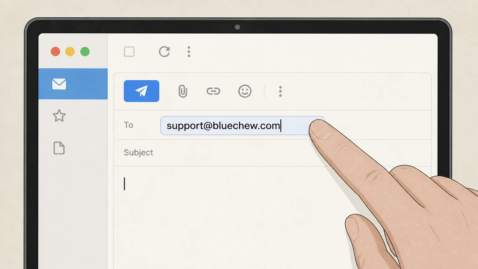 BlueChew Email BlueChew support cancellation: Address the email to support