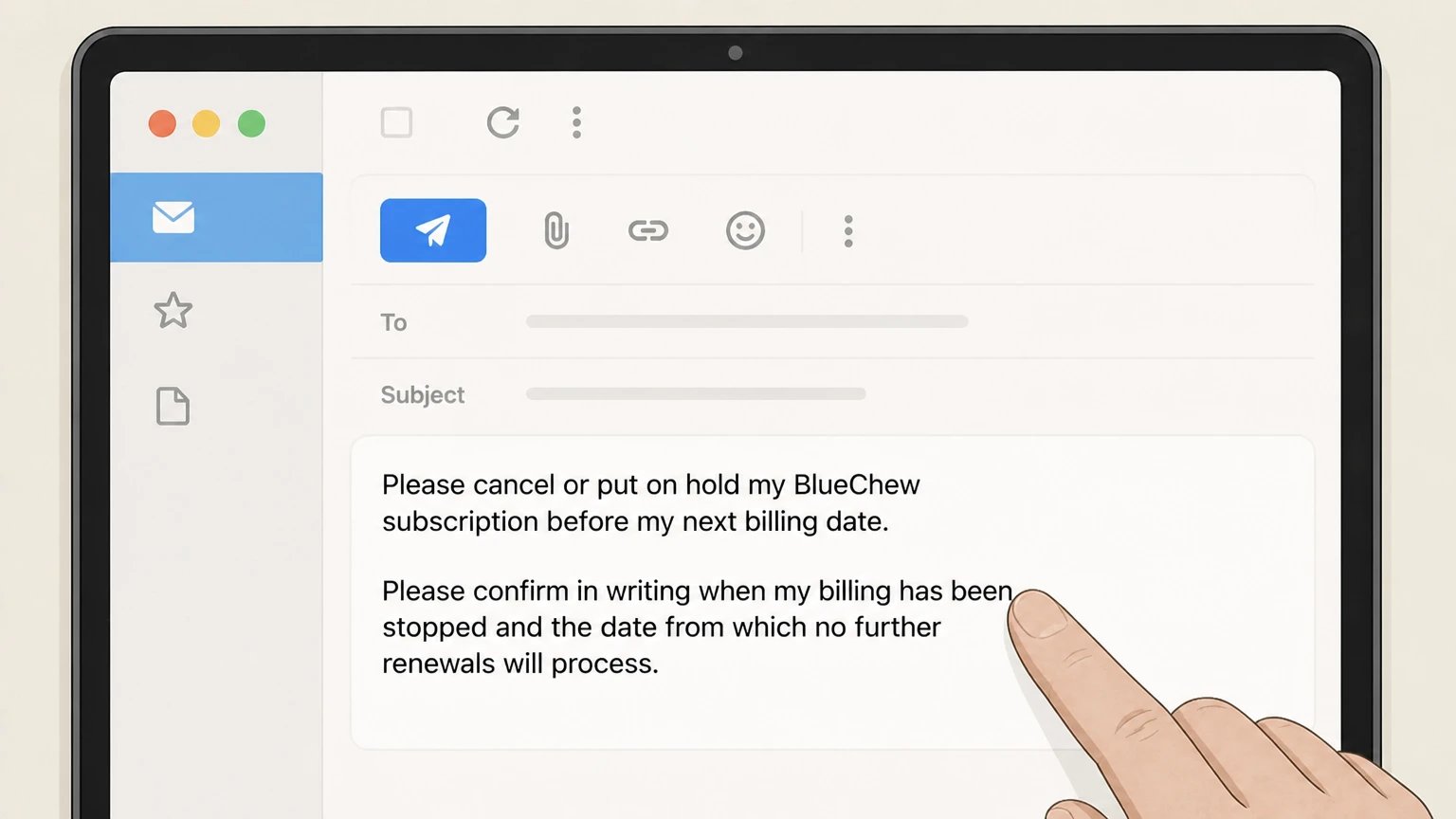 BlueChew Email BlueChew support cancellation: Ask for written confirmation