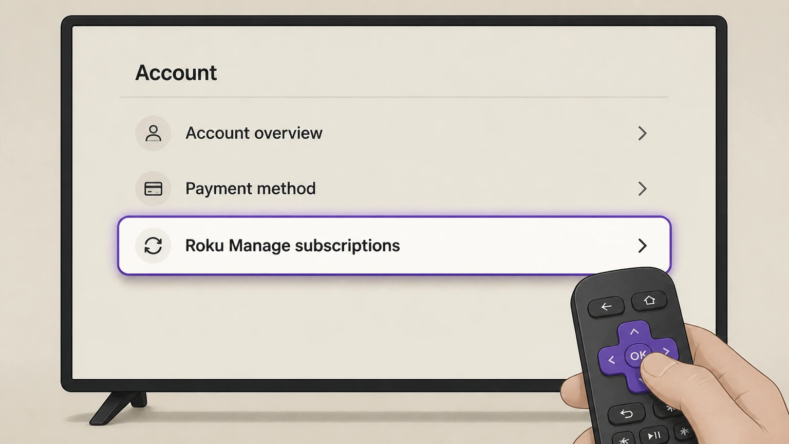 BODi roku cancellation: Open Roku Manage subscriptions