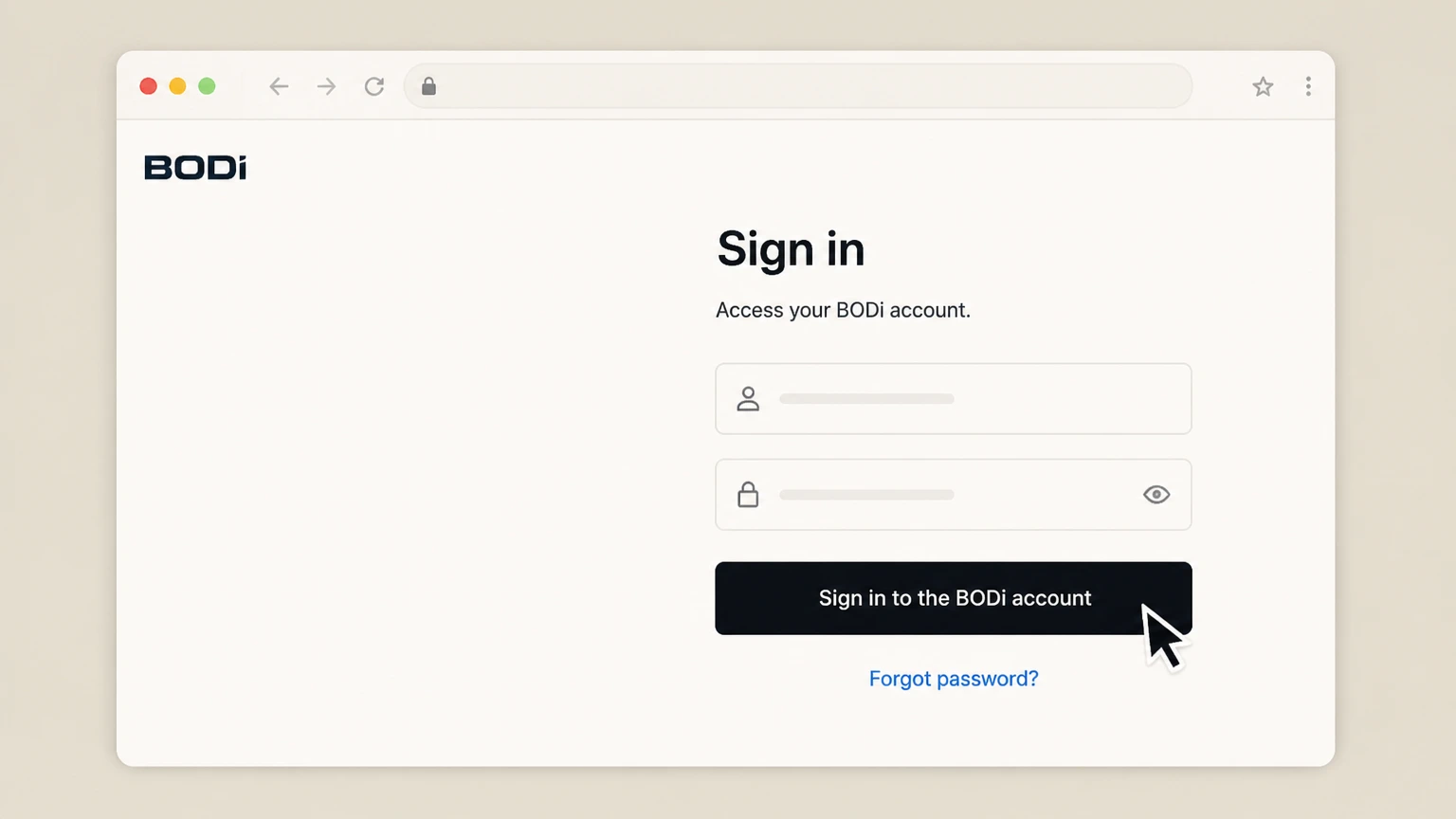 BODi web cancellation: Sign in to the BODi account