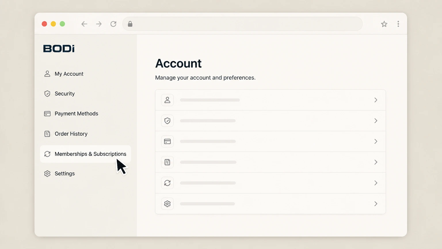 BODi web cancellation: Open Memberships & Subscriptions