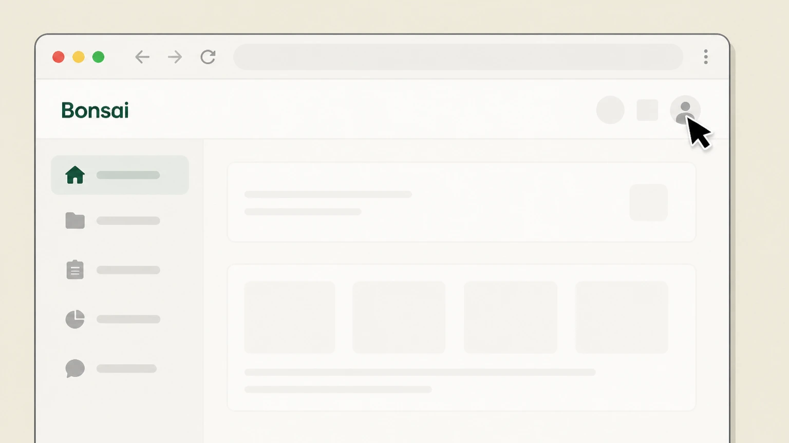 Bonsai Bonsai account: Open the profile menu
