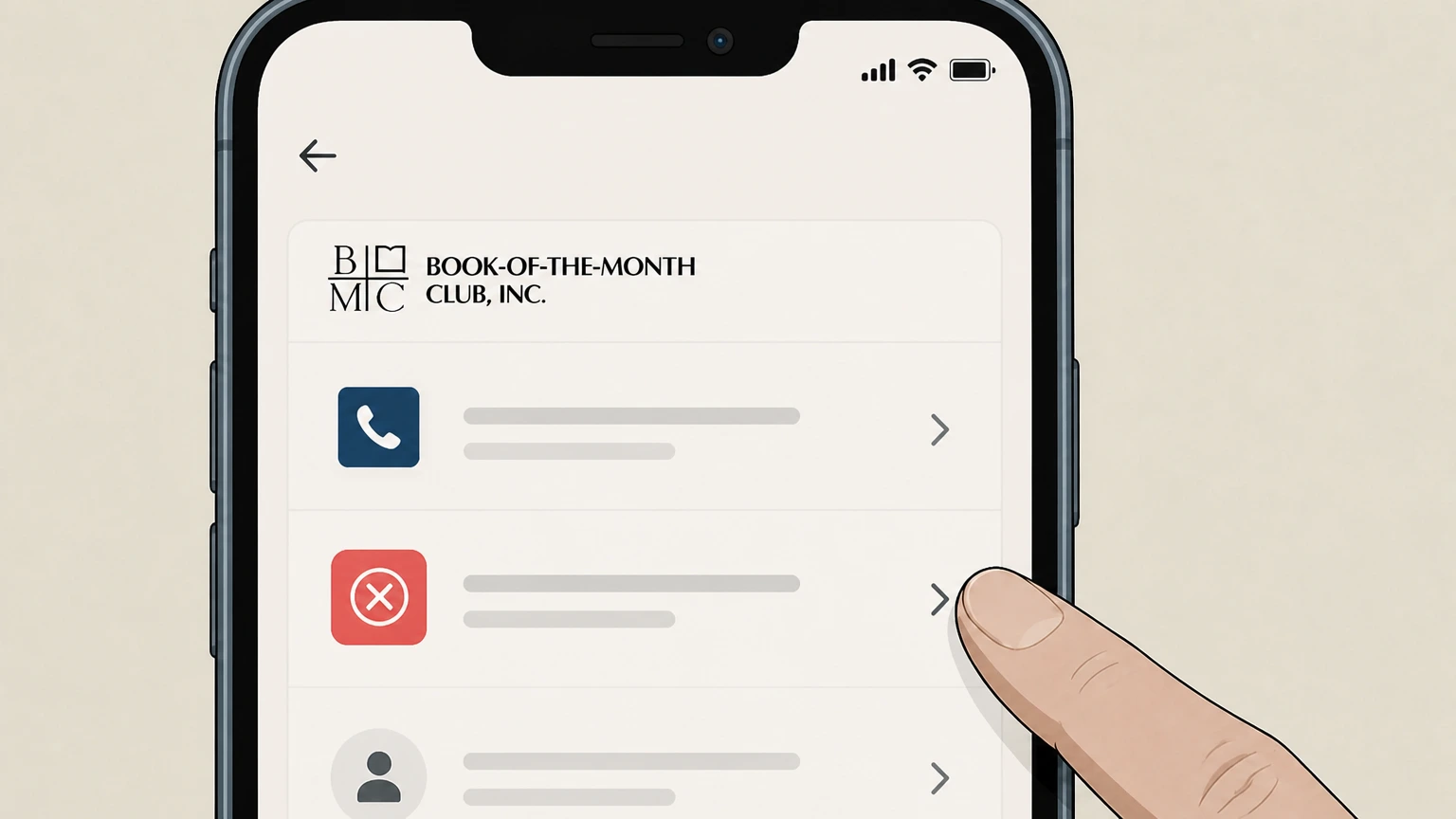 Book of the Month Phone with Book of the Month cancellation: Request cancellation of your membership