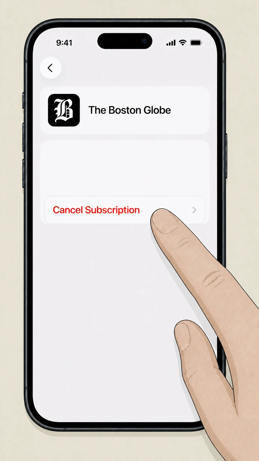 The Boston Globe Apple App Store on iPhone or iPad cancellation: Cancel the subscription