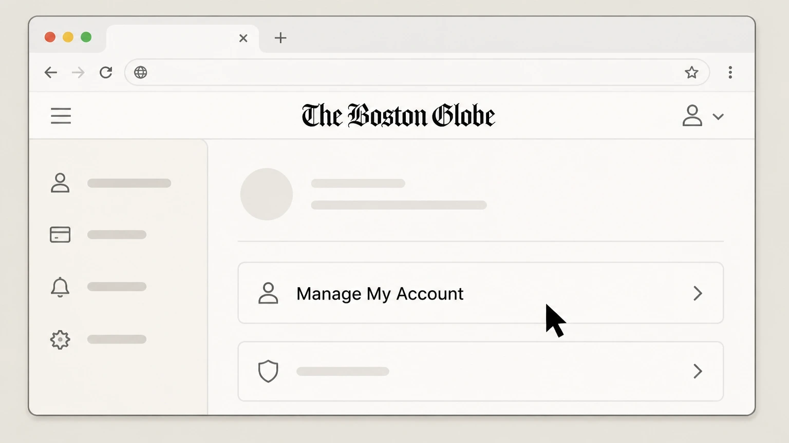 The Boston Globe BostonGlobe.com My Account (digital subscriptions) cancellation: Open Manage My Account