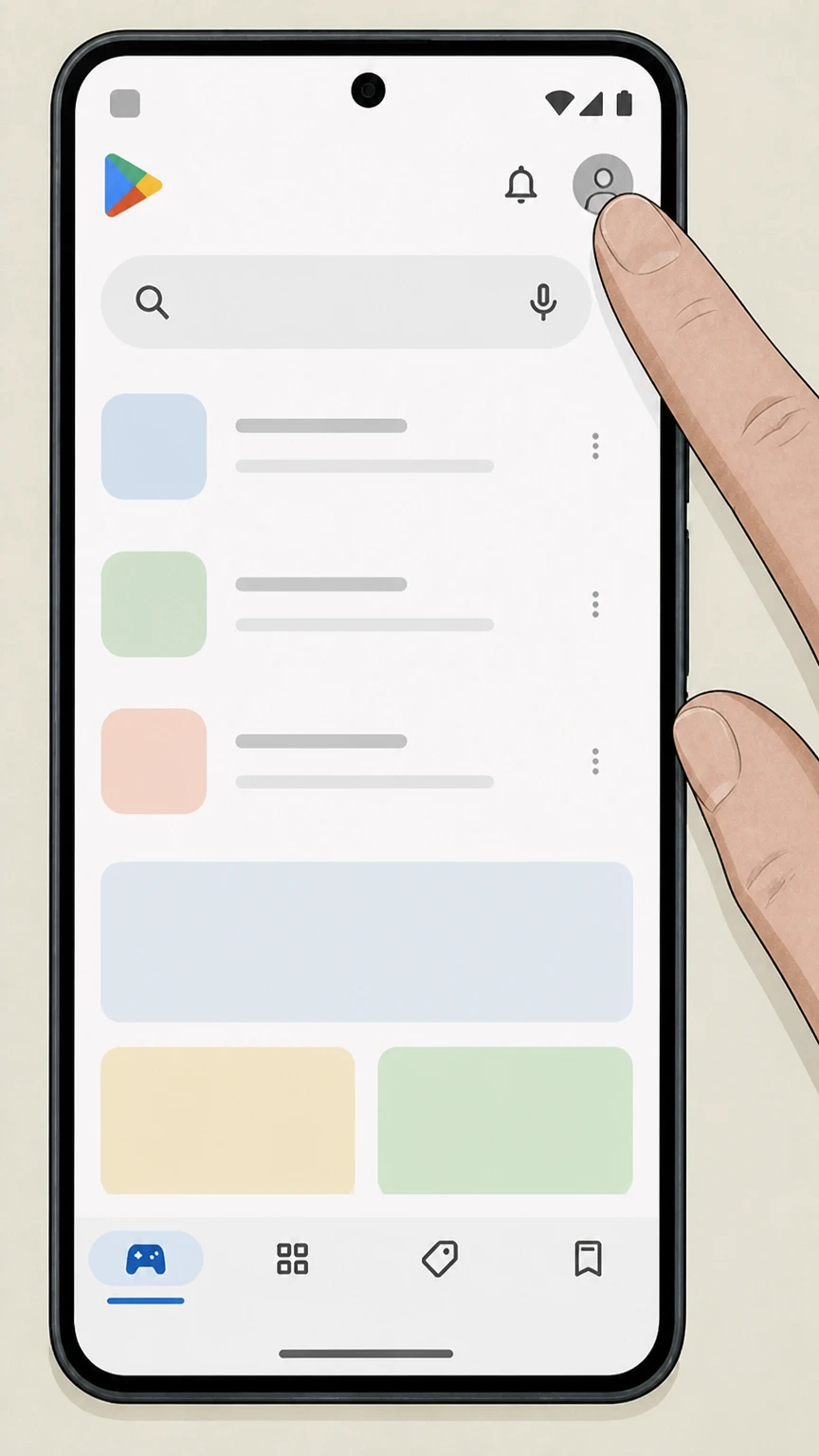BoxyCharm Google Play Store on Android cancellation: Open your profile menu
