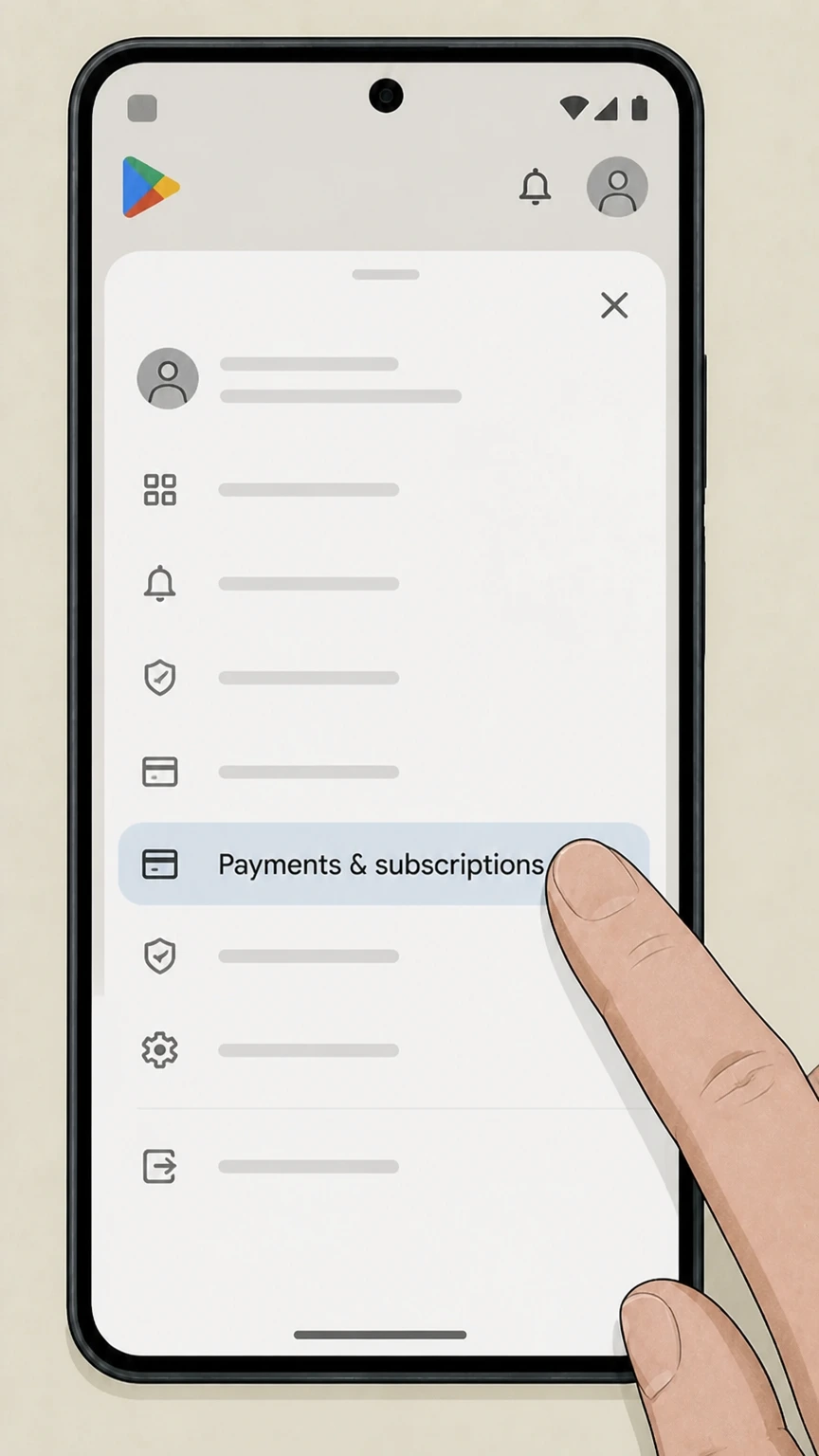 BoxyCharm Google Play Store on Android cancellation: Open Payments & subscriptions
