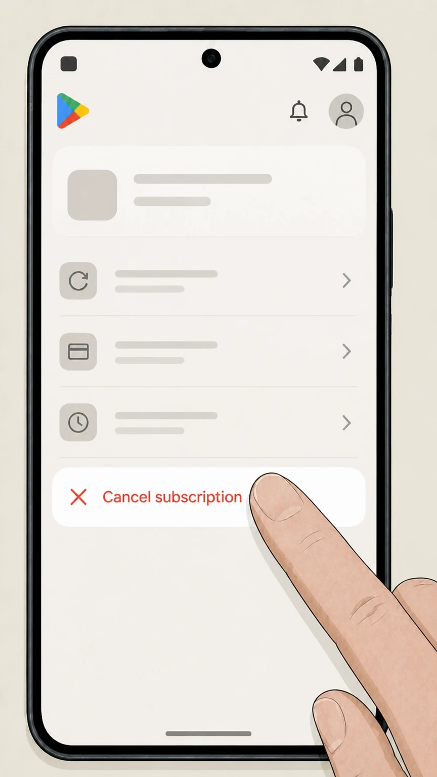 BoxyCharm Google Play Store on Android cancellation: Tap Cancel subscription