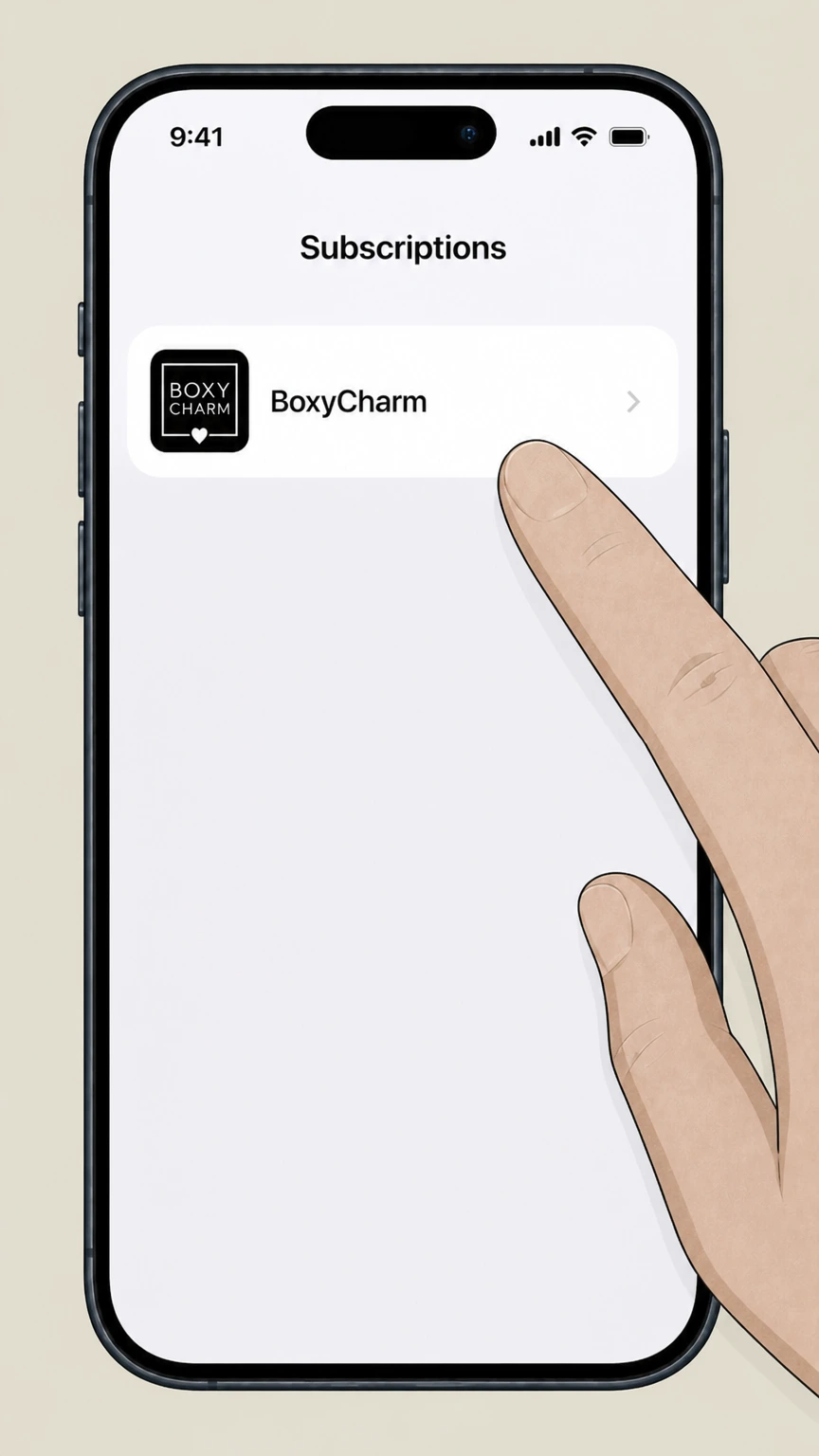 BoxyCharm Apple subscriptions on iPhone or iPad cancellation: Select BoxyCharm