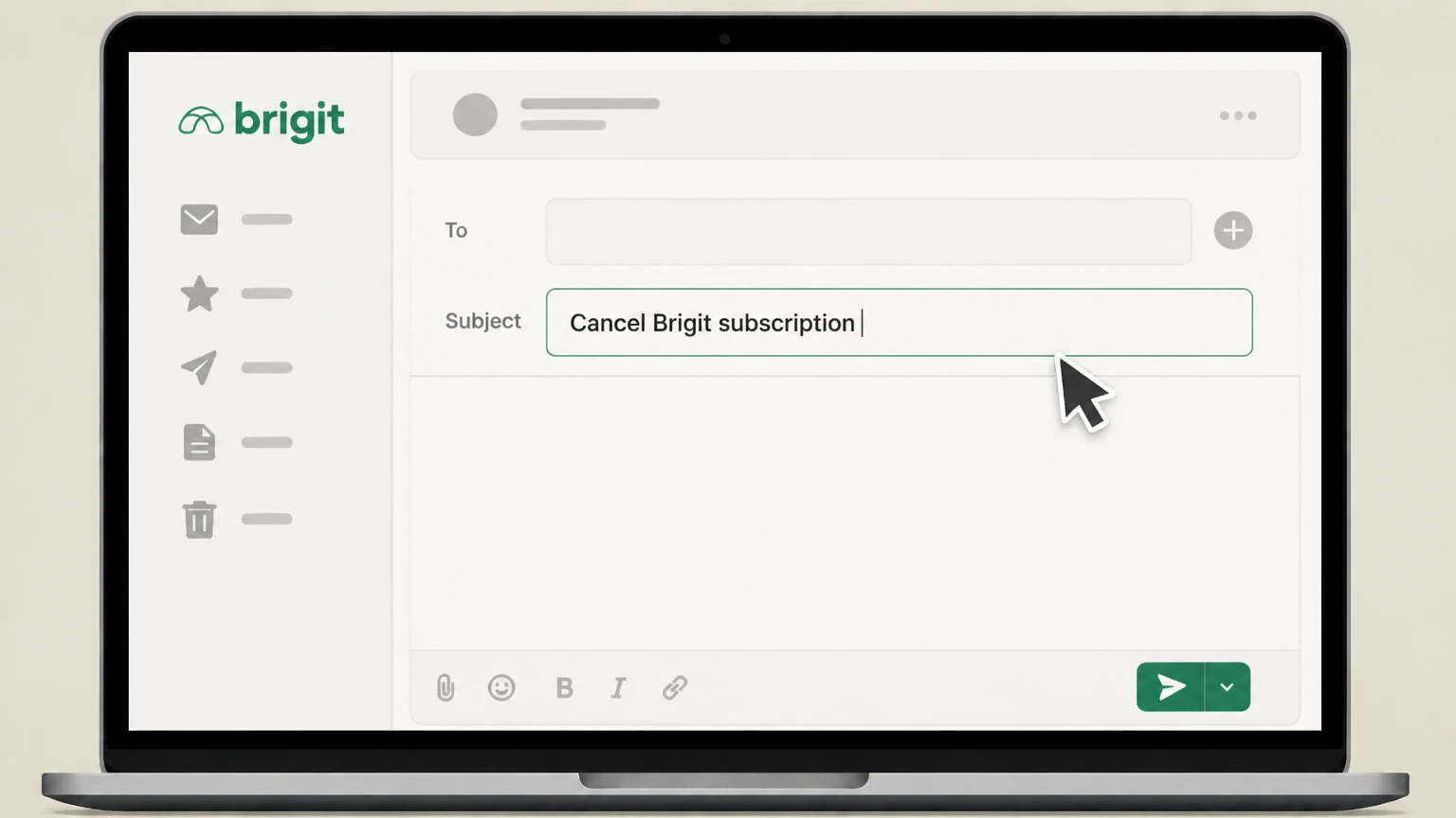 Brigit Email Brigit support cancellation: Write a clear subject line about canceling
