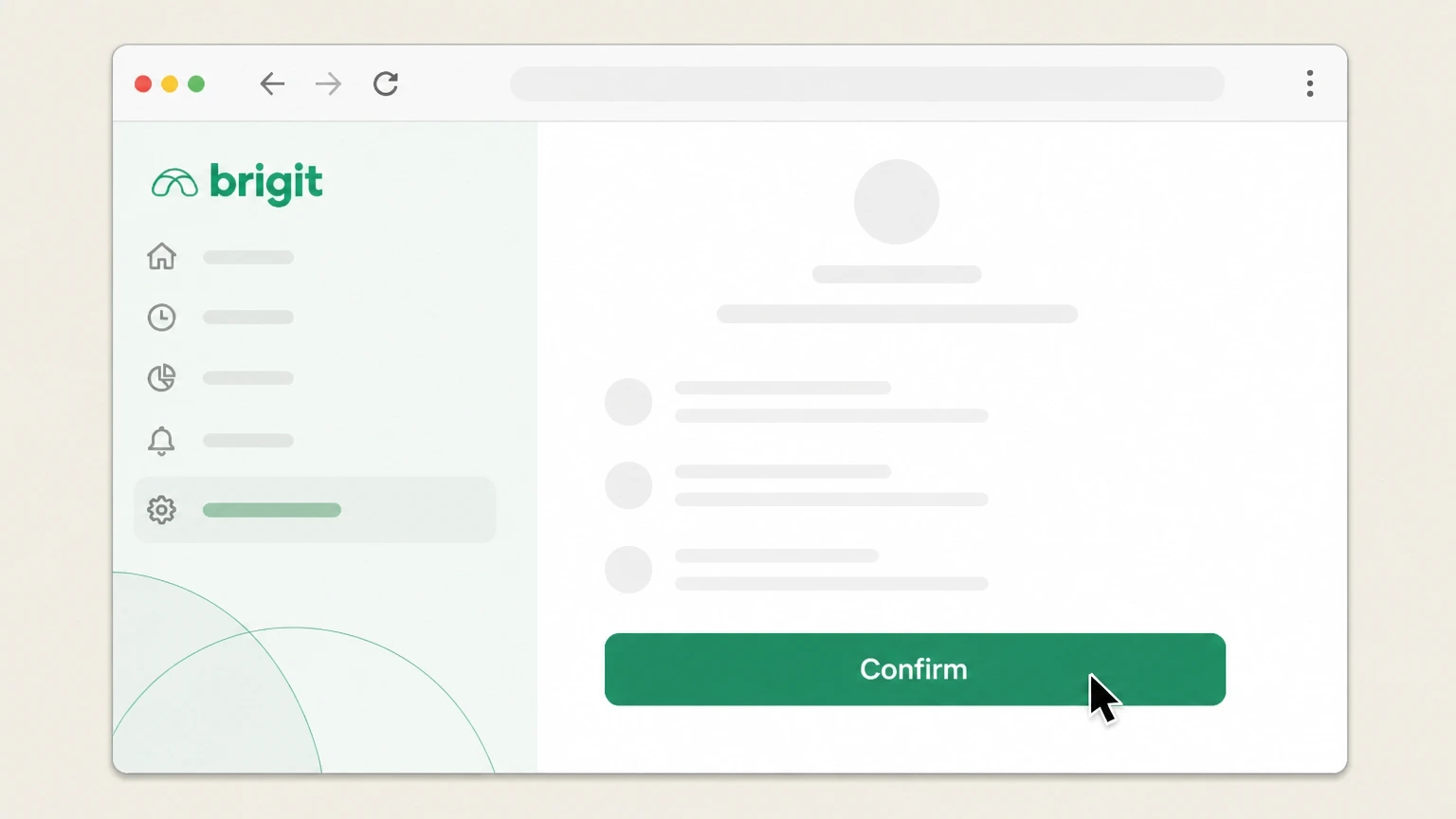 Brigit Brigit website cancellation: Confirm cancellation on the confirmation page