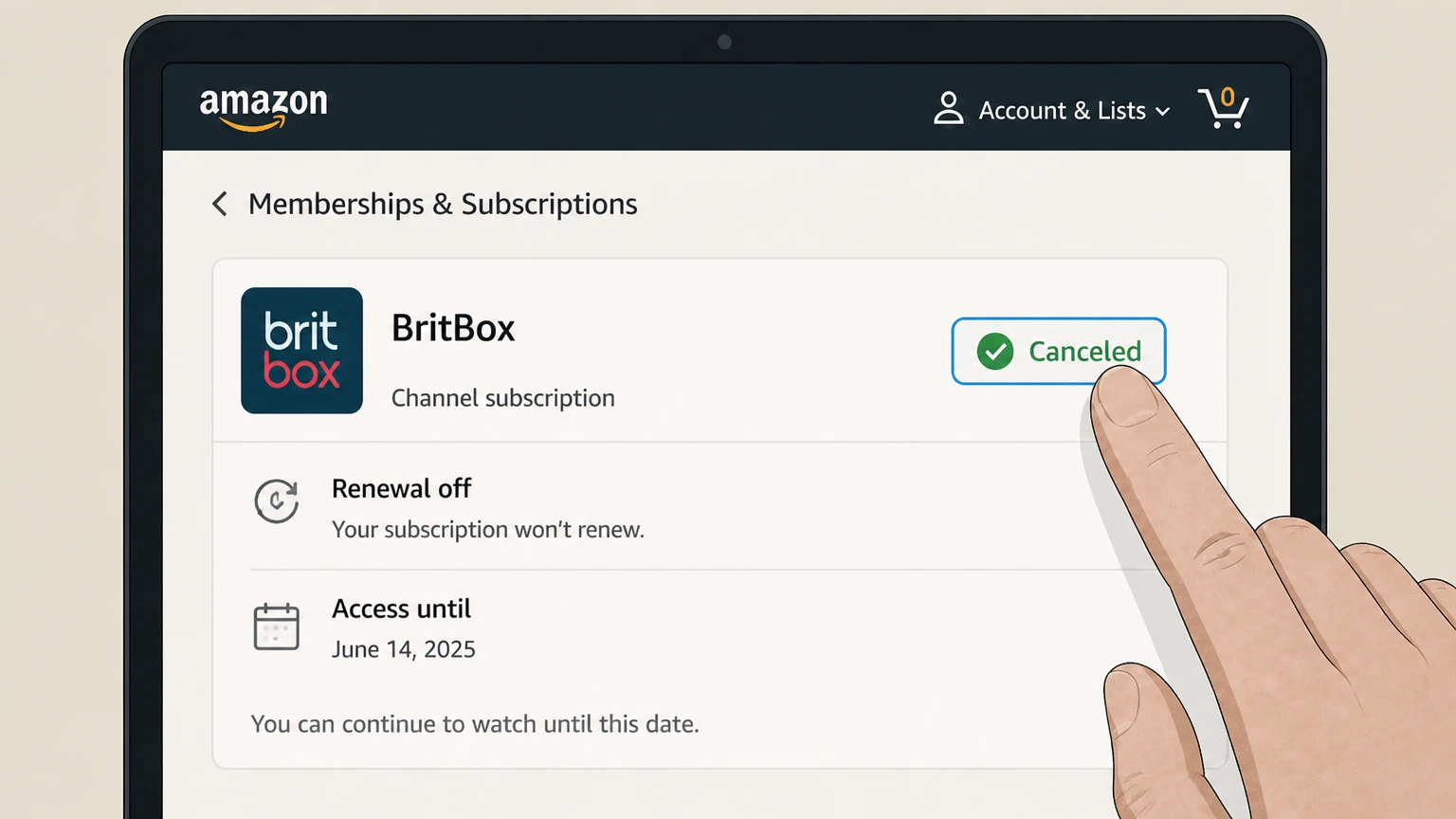 BritBox amazon cancellation: Review the end date