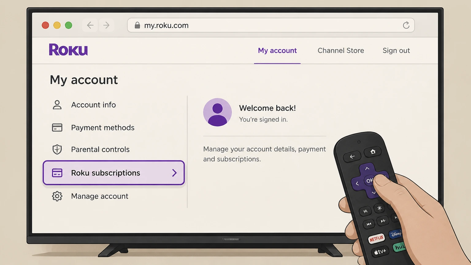 BritBox roku cancellation: Open Roku subscriptions