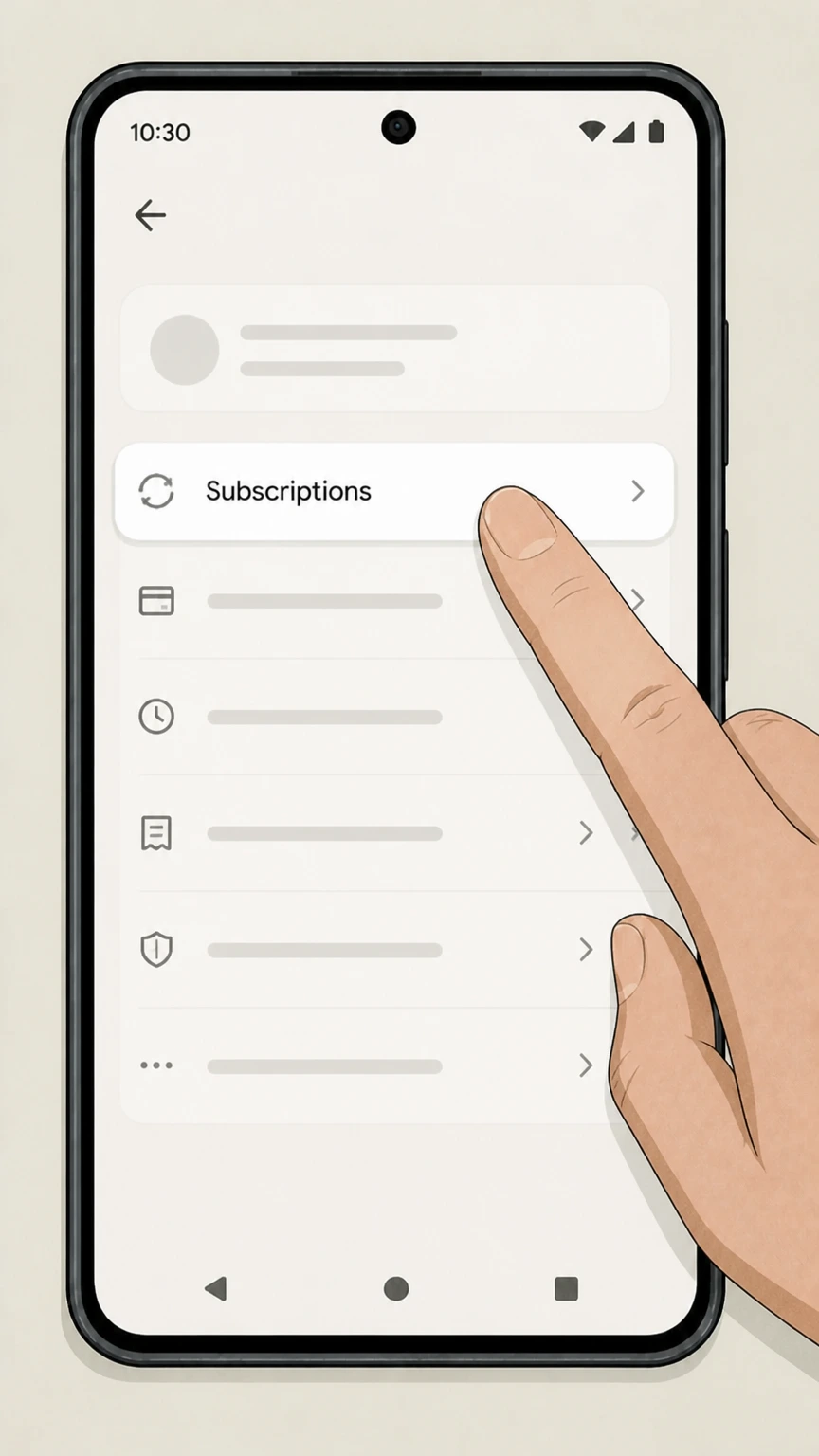Bumble Google Play Store (Android) cancellation: Open Subscriptions