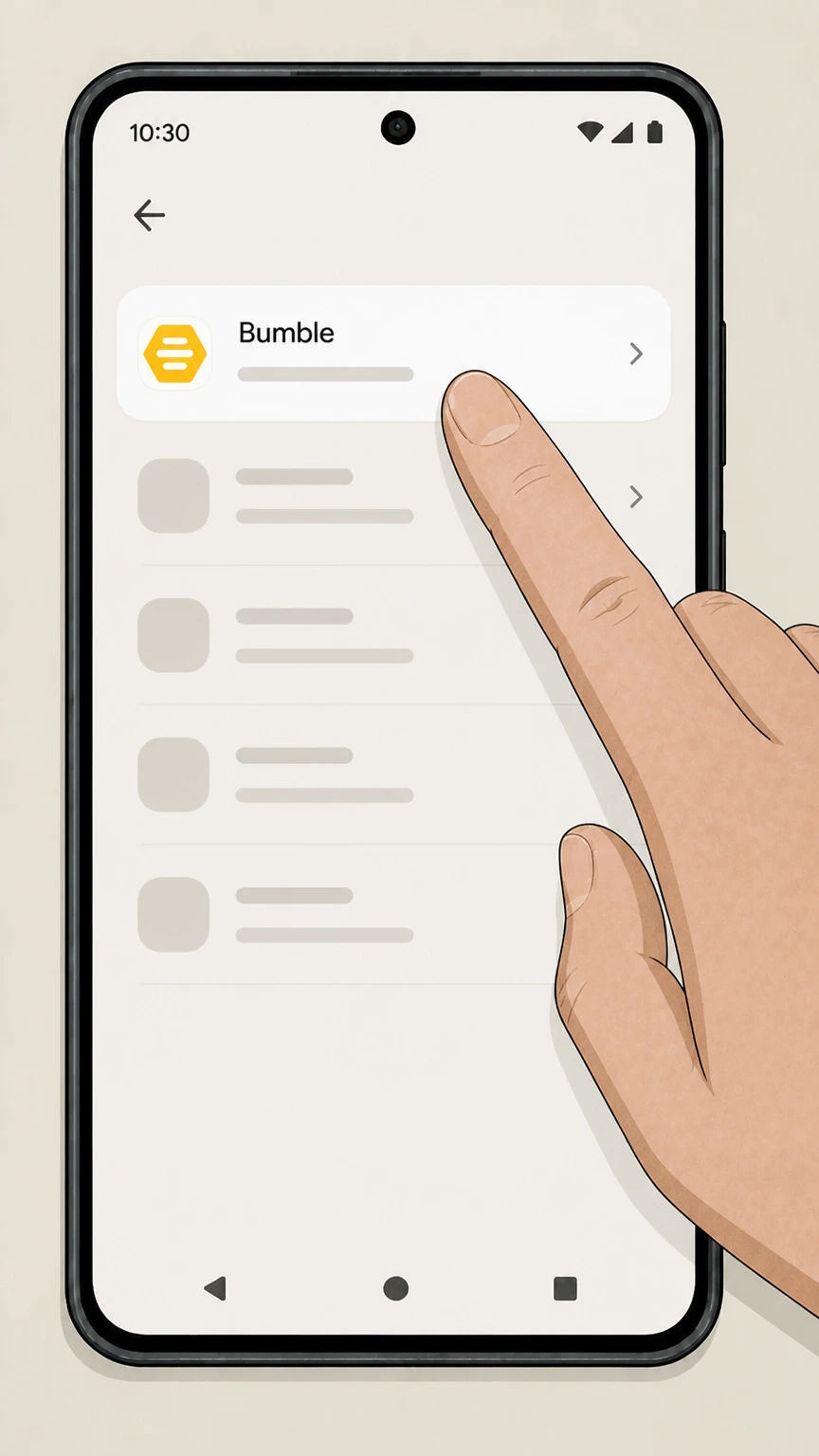 Bumble Google Play Store (Android) cancellation: Select Bumble