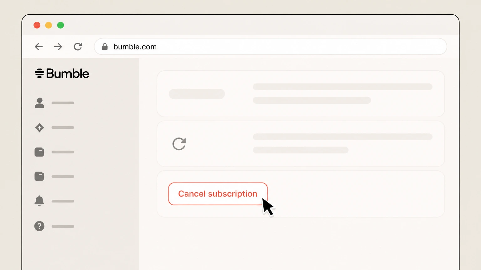 Bumble Bumble website (card, PayPal, Apple Pay, Bumble Web) cancellation: Cancel the subscription