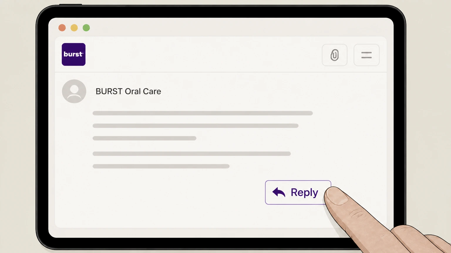 BURST Oral Care BURST email support: Keep the provider response