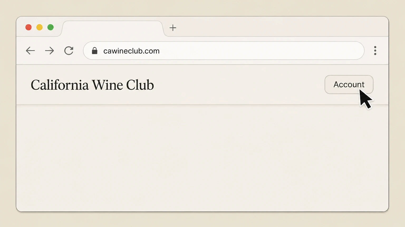 California Wine Club Website account: Access the Account menu