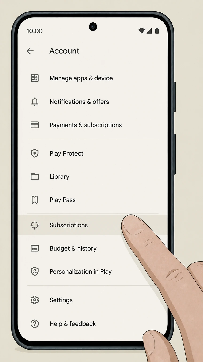 Calm google-play cancellation: Open Subscriptions