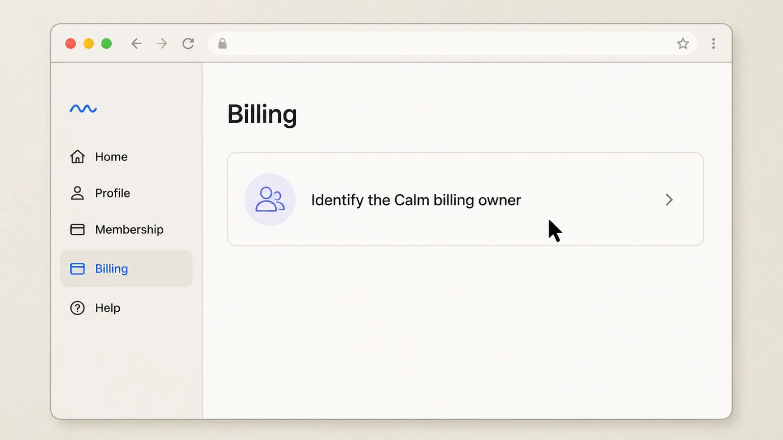 Calm web cancellation: Identify the Calm billing owner