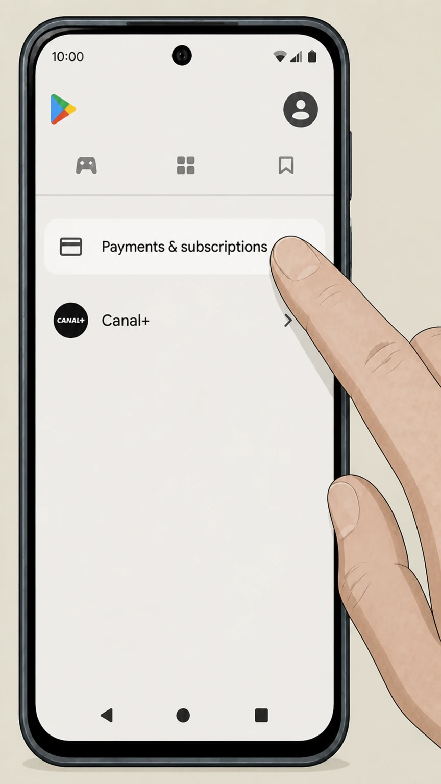 Canal+ Google Play (Android billing): Open Payments & subscriptions