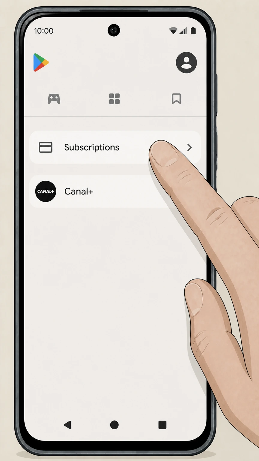 Canal+ Google Play (Android billing): Open Subscriptions