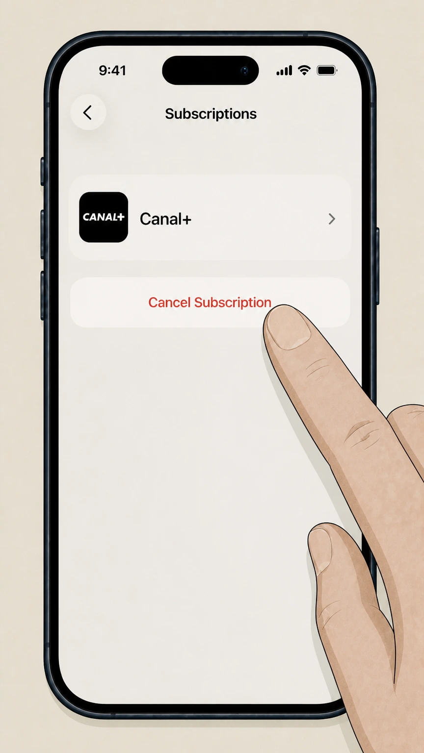 Canal+ Apple iOS (billed through Apple): Cancel the subscription