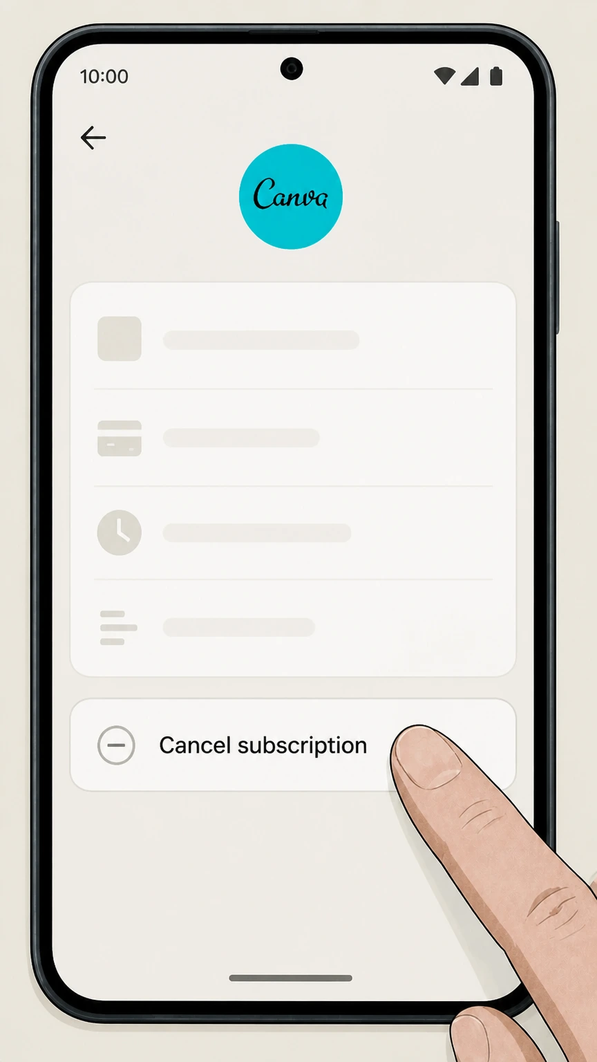 Canva cancel a google play subscription: Choose Cancel subscription