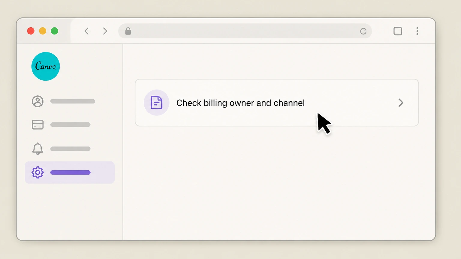 Canva cancel on the provider website: Check billing owner and channel