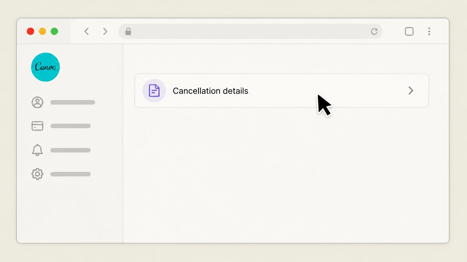 Canva cancel on the provider website: Confirm the end date