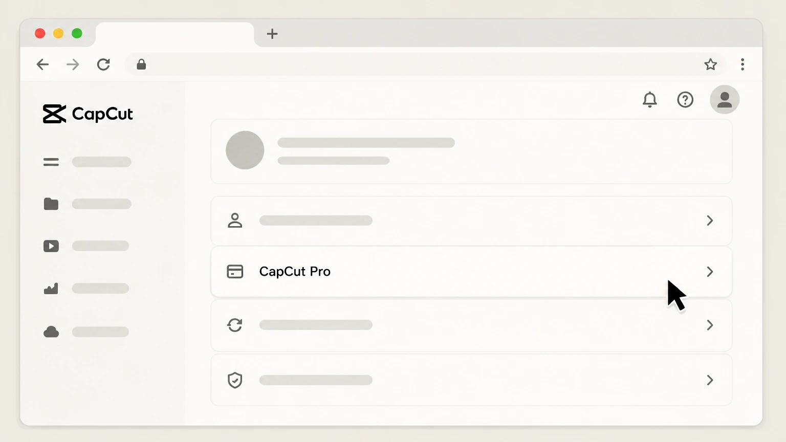 CapCut Pro CapCut Web or PC (CapCut account billing) cancellation: Select your CapCut Pro plan