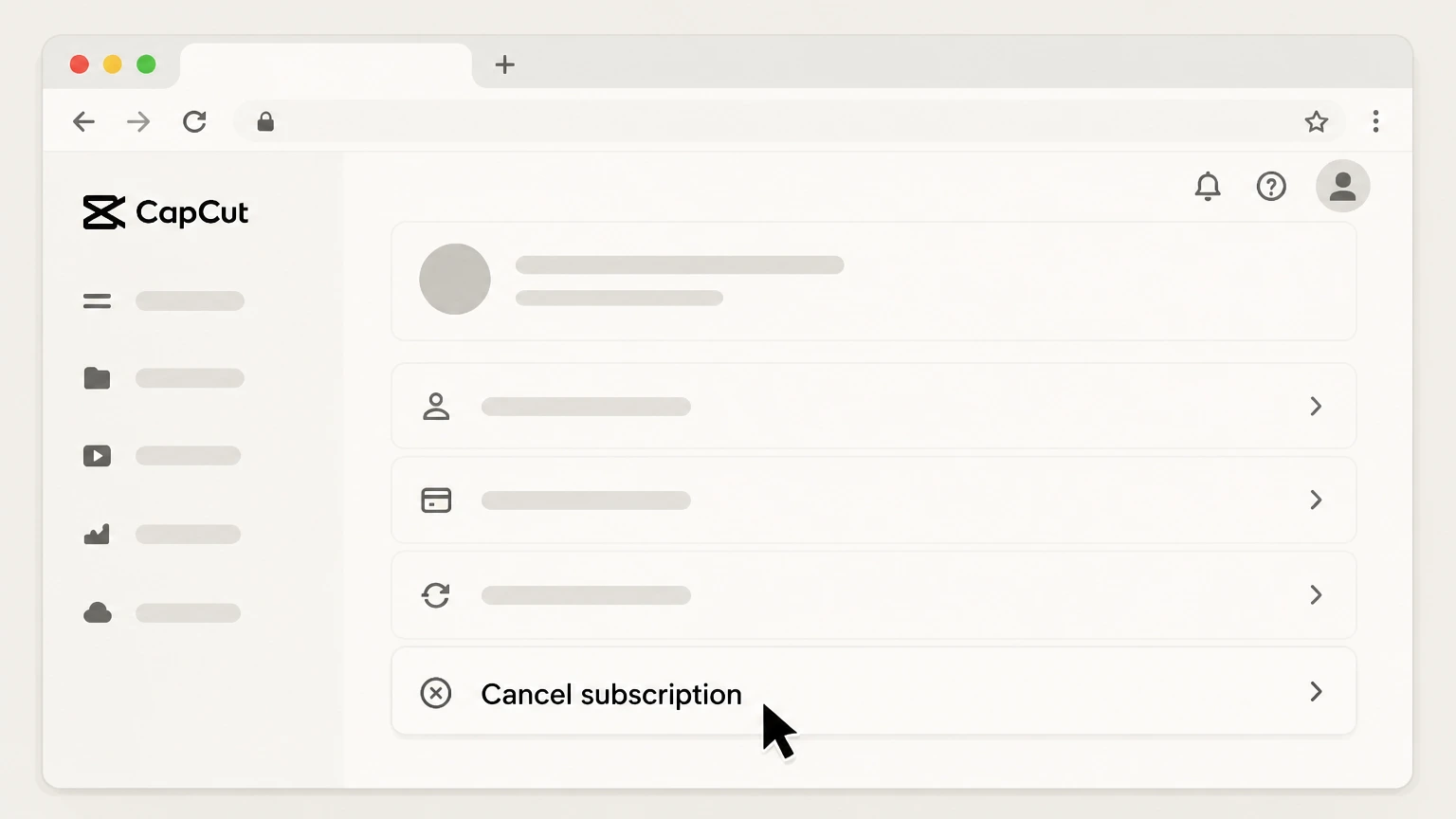 CapCut Pro CapCut Web or PC (CapCut account billing) cancellation: Turn off auto‑renewal