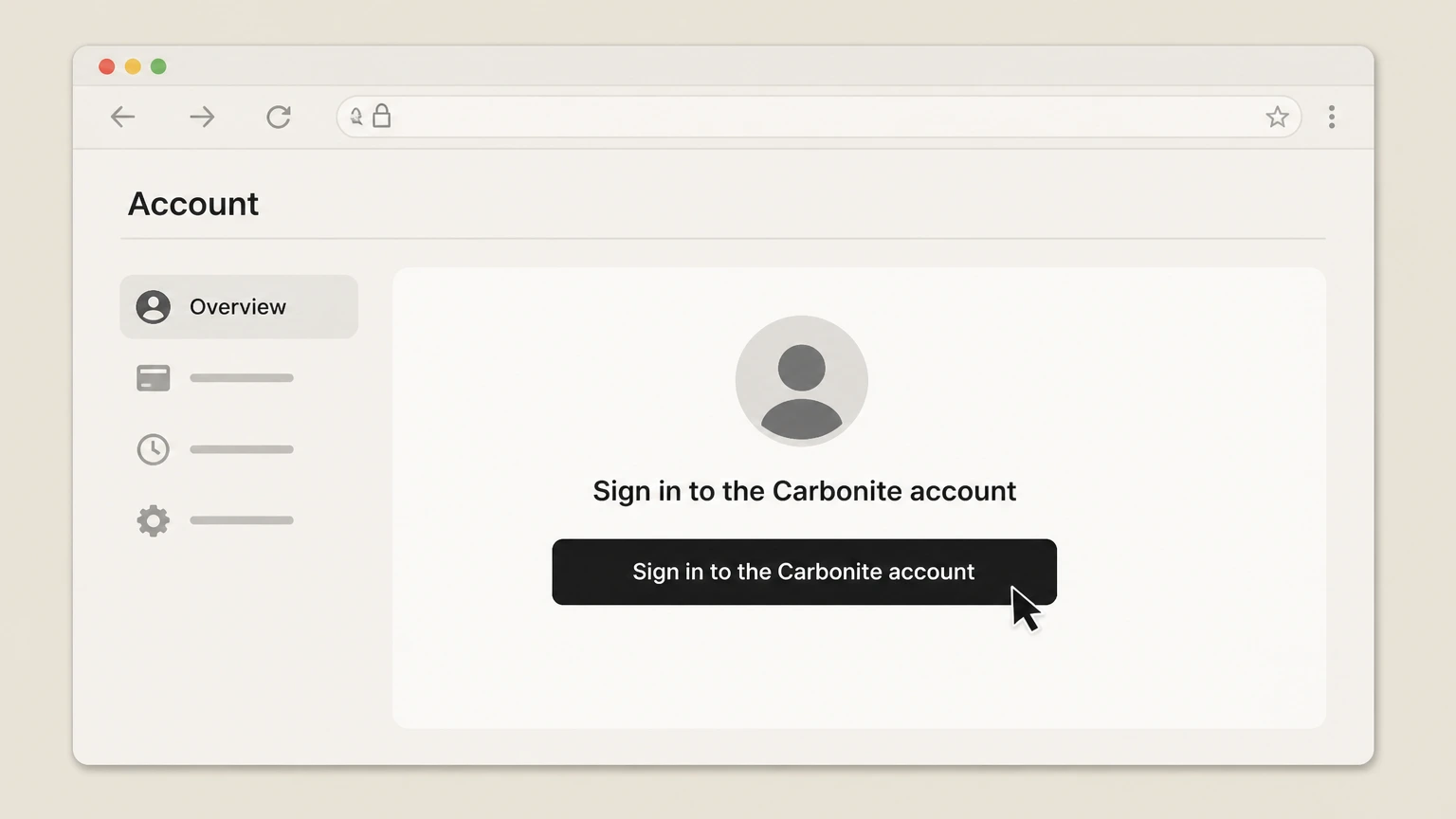 Carbonite web cancellation: Sign in to the Carbonite account