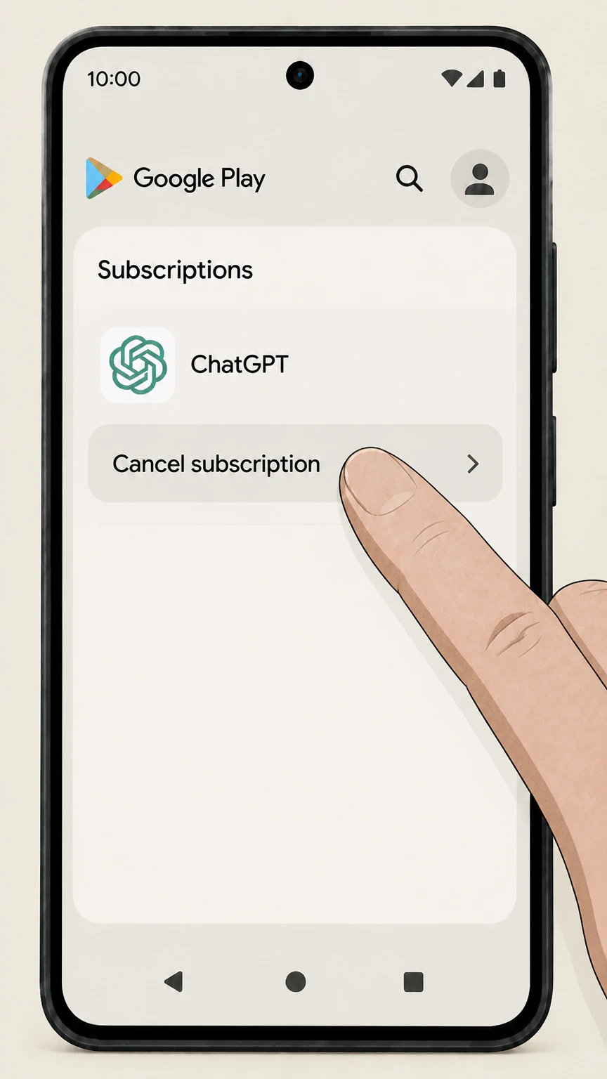 ChatGPT Android cancellation: tap Cancel subscription