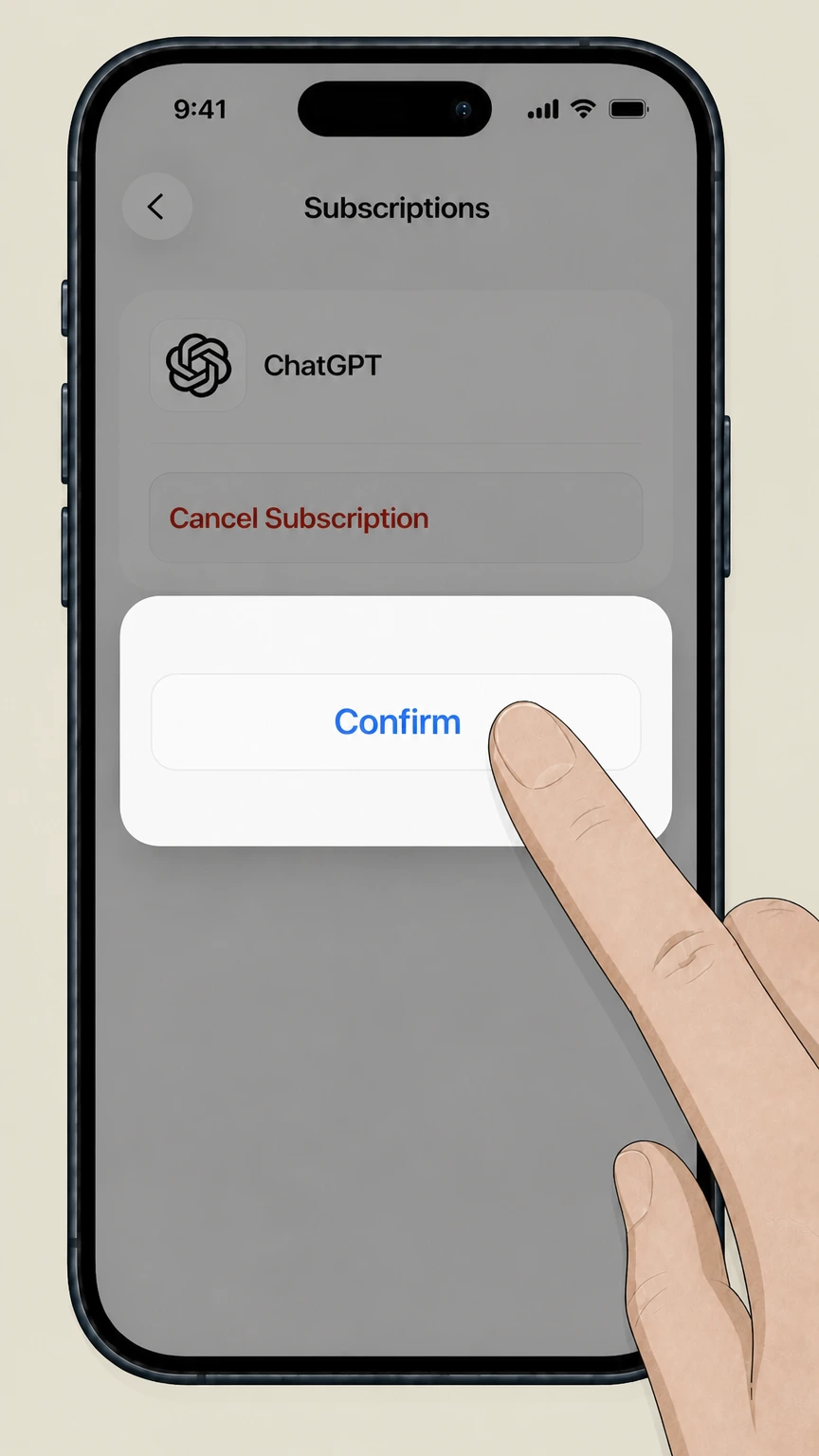 ChatGPT iPhone cancellation: confirm the Apple cancellation prompt