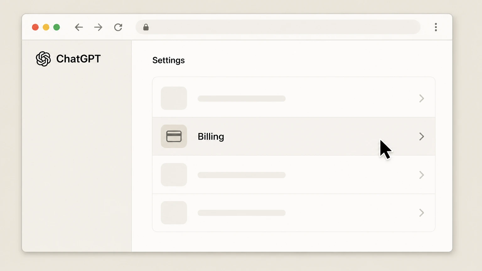 ChatGPT web cancellation: open Billing