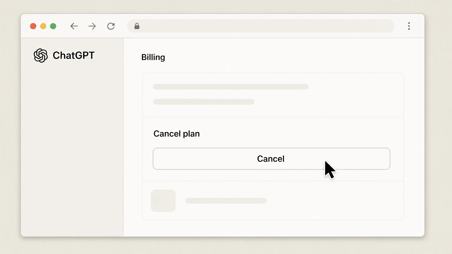 ChatGPT web cancellation: select Cancel under Cancel plan