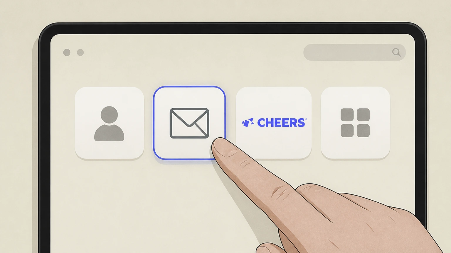 Editorial illustration for Open your email service in the Email support (website auto‑refills) cancellation route for Cheers Health Inc.