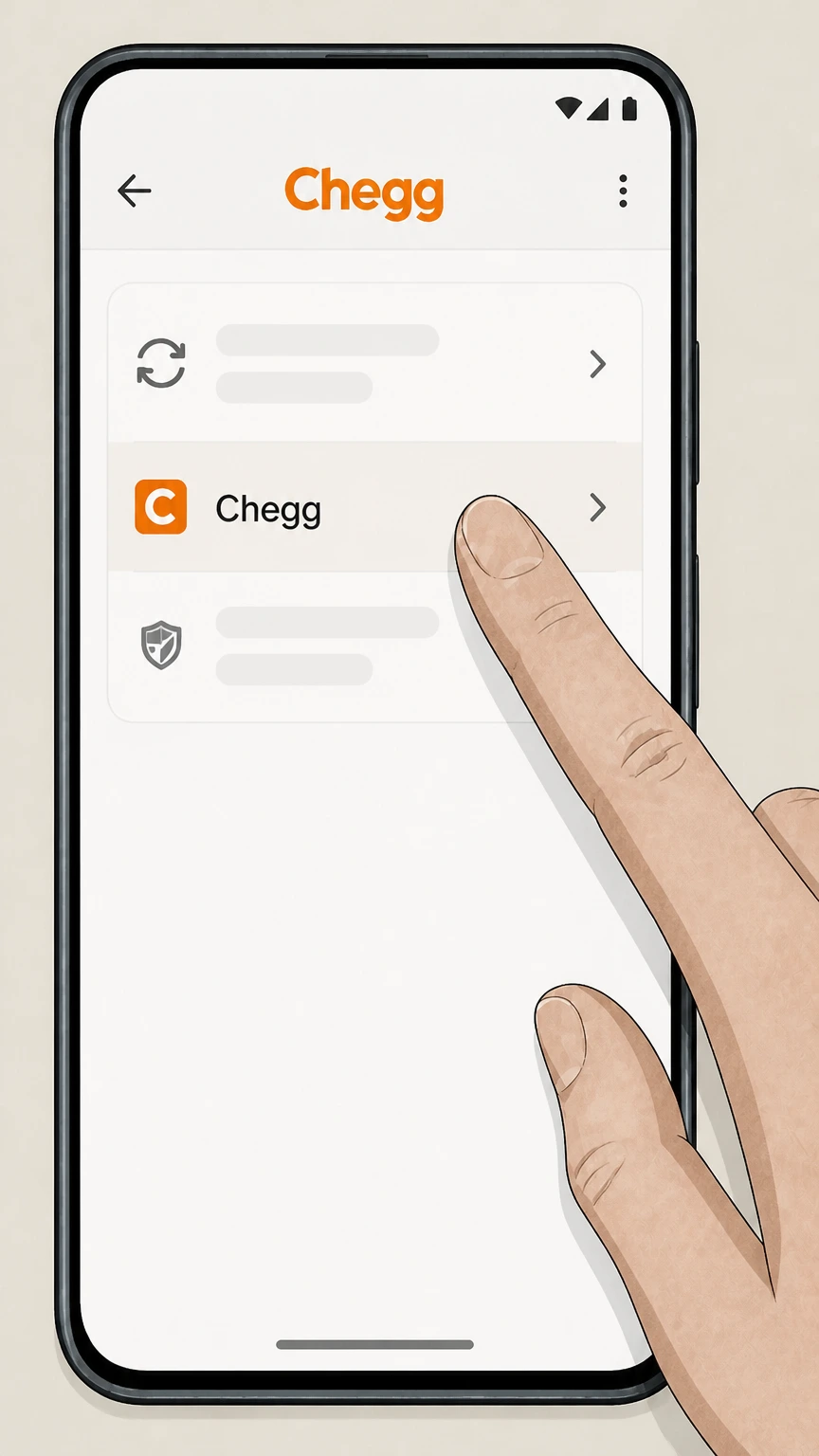 Chegg Google Play (Android) cancellation: Select your Chegg subscription