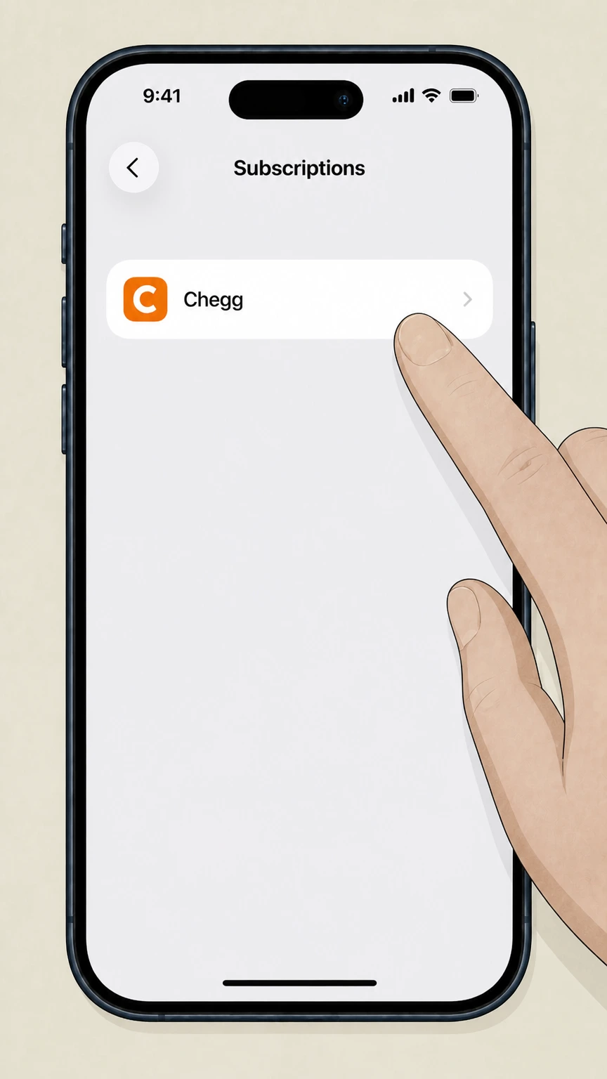 Chegg Apple App Store (iPhone/iPad) cancellation: Select Chegg