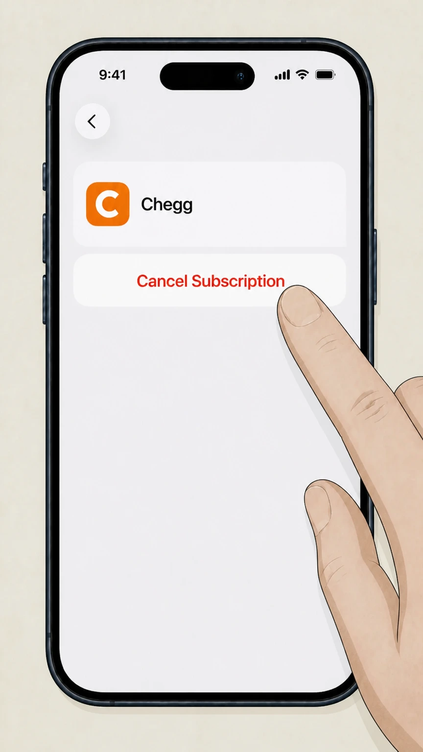 Chegg Apple App Store (iPhone/iPad) cancellation: Cancel the subscription