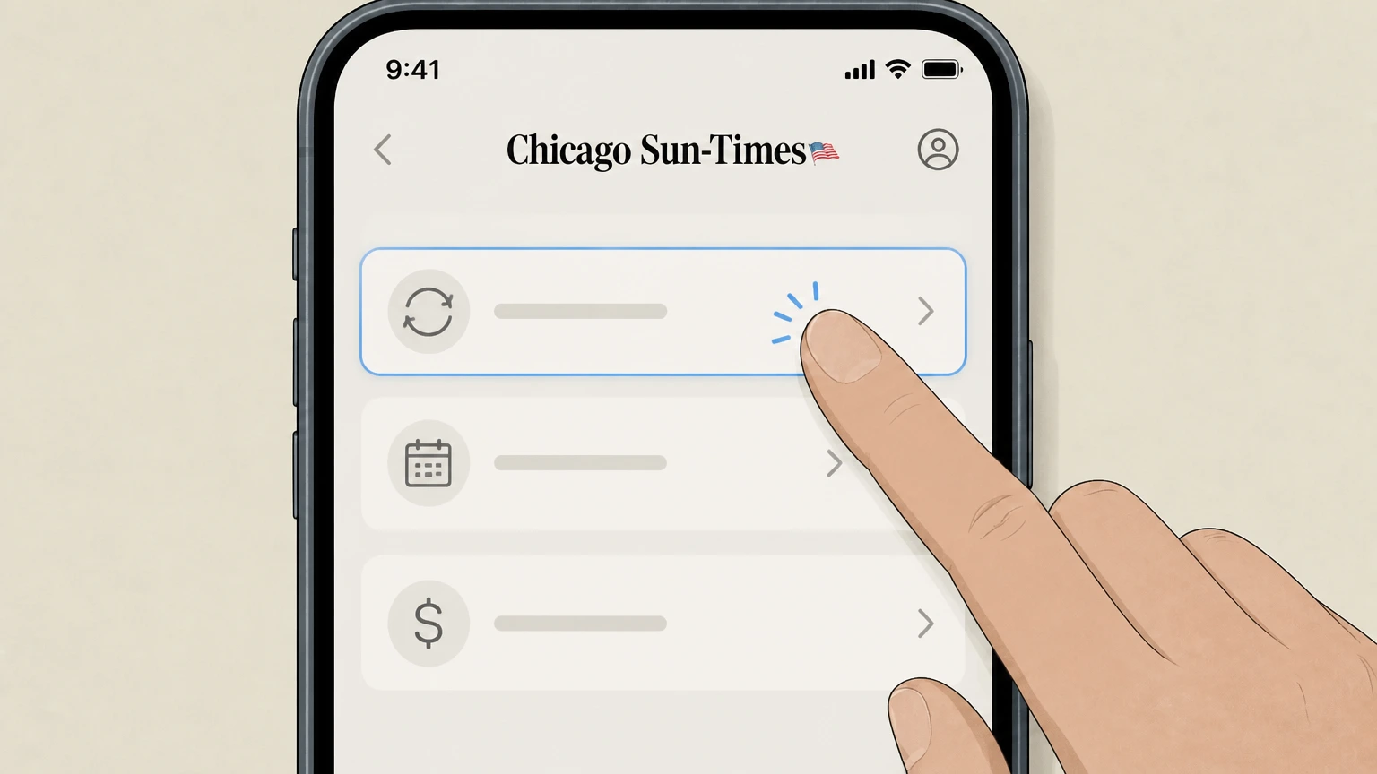 Editorial illustration for Request cancellation and end of auto-renewal, then Confirm final date and any remaining balance in the Phone (Chicago Sun-Times customer service) cancellation route for Chicago Sun-Times