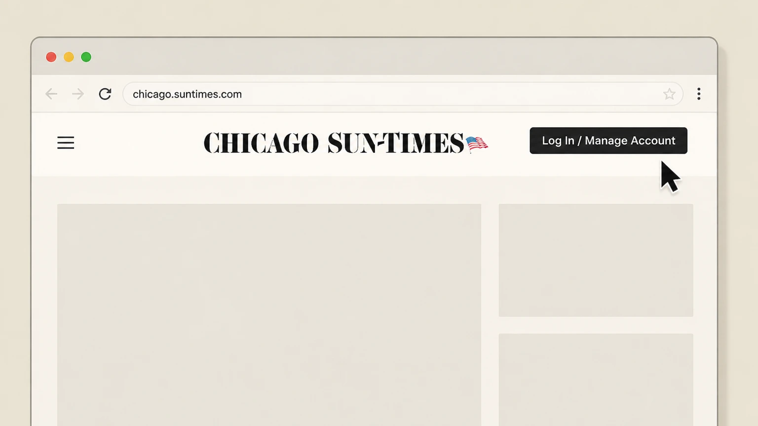 Editorial illustration for Open chicago.suntimes.com and sign in in the Website (Chicago Sun-Times account) cancellation route for Chicago Sun-Times